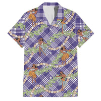 Lavender Palaka Hula Girls Seamless Hawaii Aloha Family Matching Puletasi and Hawaiian Shirt - Polynesian Pride