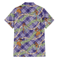 Lavender Palaka Hula Girls Seamless Hawaii Aloha Family Matching Puletasi and Hawaiian Shirt - Polynesian Pride