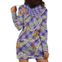 Lavender Palaka Hula Girls Seamless Hawaii Aloha Hoodie Dress - Polynesian Pride