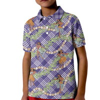 Lavender Palaka Hula Girls Seamless Hawaii Aloha Kid Polo Shirt LT7 Kid Lavender - Polynesian Pride