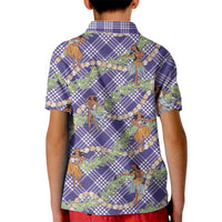 Lavender Palaka Hula Girls Seamless Hawaii Aloha Kid Polo Shirt LT7 - Polynesian Pride