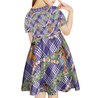 Lavender Palaka Hula Girls Seamless Hawaii Aloha Kid Short Sleeve Dress LT7 - Polynesian Pride