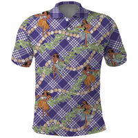 Lavender Palaka Hula Girls Seamless Hawaii Aloha Polo Shirt LT7 Lavender - Polynesian Pride
