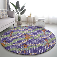 Lavender Palaka Hula Girls Seamless Hawaii Aloha Round Carpet - Polynesian Pride