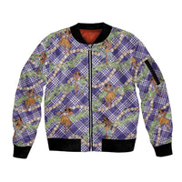 Lavender Palaka Hula Girls Seamless Hawaii Aloha Sleeve Zip Bomber Jacket - Polynesian Pride