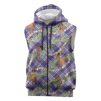 Lavender Palaka Hula Girls Seamless Hawaii Aloha Sleeveless Zip Hoodie - Polynesian Pride