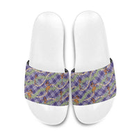 Lavender Palaka Hula Girls Seamless Hawaii Aloha Slide Sandals - Polynesian Pride