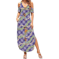 Lavender Palaka Hula Girls Seamless Hawaii Aloha Summer Maxi Dress LT7 Women Lavender - Polynesian Pride