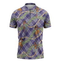 Lavender Palaka Hula Girls Seamless Hawaii Aloha Zipper Polo Shirt LT7 Lavender - Polynesian Pride
