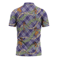 Lavender Palaka Hula Girls Seamless Hawaii Aloha Zipper Polo Shirt LT7 - Polynesian Pride
