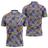 Lavender Palaka Hula Girls Seamless Hawaii Aloha Zipper Polo Shirt LT7 - Polynesian Pride