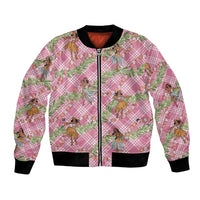 Lokelani Pink Palaka Hula Girls Seamless Hawaii Aloha Bomber Jacket - Polynesian Pride