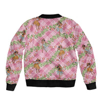 Lokelani Pink Palaka Hula Girls Seamless Hawaii Aloha Bomber Jacket - Polynesian Pride