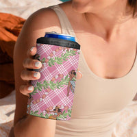 Lokelani Pink Palaka Hula Girls Seamless Hawaii Aloha 4 in 1 Can Cooler Tumbler - Polynesian Pride