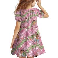 Lokelani Pink Palaka Hula Girls Seamless Hawaii Aloha Family Matching Mermaid Dress and Hawaiian Shirt - Polynesian Pride