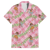 Lokelani Pink Palaka Hula Girls Seamless Hawaii Aloha Family Matching Mermaid Dress and Hawaiian Shirt - Polynesian Pride