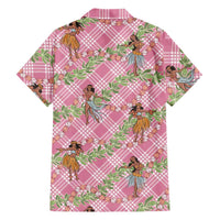 Lokelani Pink Palaka Hula Girls Seamless Hawaii Aloha Family Matching Mermaid Dress and Hawaiian Shirt - Polynesian Pride