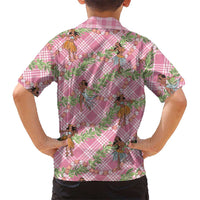 Lokelani Pink Palaka Hula Girls Seamless Hawaii Aloha Family Matching Summer Maxi Dress and Hawaiian Shirt - Polynesian Pride