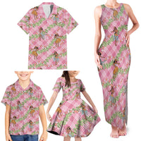 Lokelani Pink Palaka Hula Girls Seamless Hawaii Aloha Family Matching Tank Maxi Dress and Hawaiian Shirt - Polynesian Pride