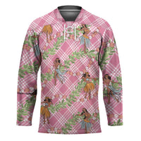 Lokelani Pink Palaka Hula Girls Seamless Hawaii Aloha Hockey Jersey LT7 Unisex Pink - Polynesian Pride