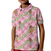 Lokelani Pink Palaka Hula Girls Seamless Hawaii Aloha Kid Polo Shirt - Polynesian Pride