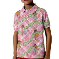 Lokelani Pink Palaka Hula Girls Seamless Hawaii Aloha Kid Polo Shirt LT7 Kid Pink - Polynesian Pride