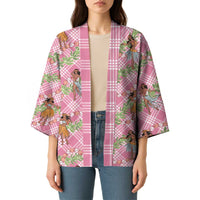 Lokelani Pink Palaka Hula Girls Seamless Hawaii Aloha Kimono - Polynesian Pride