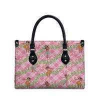 Lokelani Pink Palaka Hula Girls Seamless Hawaii Aloha Leather Bag - Polynesian Pride