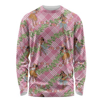 Lokelani Pink Palaka Hula Girls Seamless Hawaii Aloha Long Sleeve Shirt - Polynesian Pride