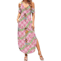 Lokelani Pink Palaka Hula Girls Seamless Hawaii Aloha Summer Maxi Dress LT7 Women Pink - Polynesian Pride