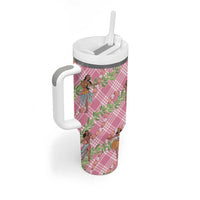 Lokelani Pink Palaka Hula Girls Seamless Hawaii Aloha Tumbler With Handle - Polynesian Pride