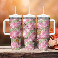Lokelani Pink Palaka Hula Girls Seamless Hawaii Aloha Tumbler With Handle - Polynesian Pride