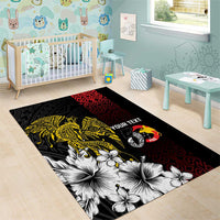 Personalized Papua New Guinea 50th Independence Anniversary Area Rug Oro Tapa Mix Plumeria