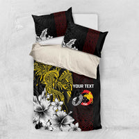 Personalized Papua New Guinea 50th Independence Anniversary Bedding Set Oro Tapa Mix Plumeria