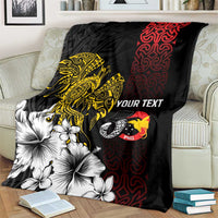 Personalized Papua New Guinea 50th Independence Anniversary Blanket Oro Tapa Mix Plumeria LT7 - Polynesian Pride