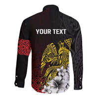 Personalized Papua New Guinea 50th Independence Anniversary Long Sleeve Button Shirt Oro Tapa Mix Plumeria LT7 - Polynesian Pride