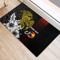 Personalized Papua New Guinea 50th Independence Anniversary Rubber Doormat Oro Tapa Mix Plumeria LT7 - Polynesian Pride