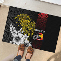 Personalized Papua New Guinea 50th Independence Anniversary Rubber Doormat Oro Tapa Mix Plumeria LT7 - Polynesian Pride