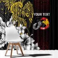 Personalized Papua New Guinea 50th Independence Anniversary Window Curtain Oro Tapa Mix Plumeria LT7 - Polynesian Pride
