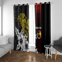 Personalized Papua New Guinea 50th Independence Anniversary Window Curtain Oro Tapa Mix Plumeria LT7 With Grommets Black - Polynesian Pride