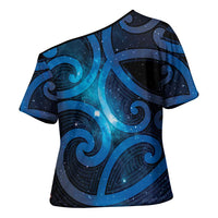 New Zealand Maori Matariki Cross Shoulder Shirt Galaxy Kowhaiwhai LT7 - Polynesian Pride