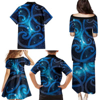 New Zealand Maori Matariki Family Matching Puletasi and Hawaiian Shirt Galaxy Kowhaiwhai