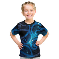 New Zealand Maori Matariki Kid T Shirt Galaxy Kowhaiwhai LT7 Galaxy - Polynesian Pride