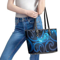New Zealand Maori Matariki Leather Tote Bag Galaxy Kowhaiwhai LT7 - Polynesian Pride