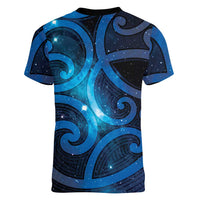 New Zealand Maori Matariki Women V-Neck T-Shirt Galaxy Kowhaiwhai