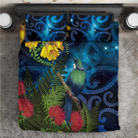Tui Bird New Zealand Starry Sky Bedding Set Maori Koru LT7 Galaxy - Polynesian Pride