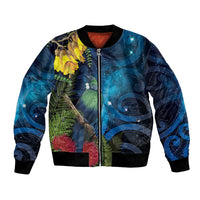 Tui Bird New Zealand Starry Sky Bomber Jacket Maori Koru LT7 Unisex Galaxy - Polynesian Pride
