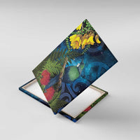 Tui Bird New Zealand Starry Sky Canvas Wall Art Maori Koru LT7 With Frame Galaxy - Polynesian Pride