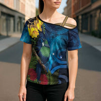 Tui Bird New Zealand Starry Sky Cross Shoulder Shirt Maori Koru LT7 - Polynesian Pride