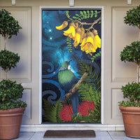 Tui Bird New Zealand Starry Sky Door Cover Maori Koru LT7 Galaxy - Polynesian Pride
